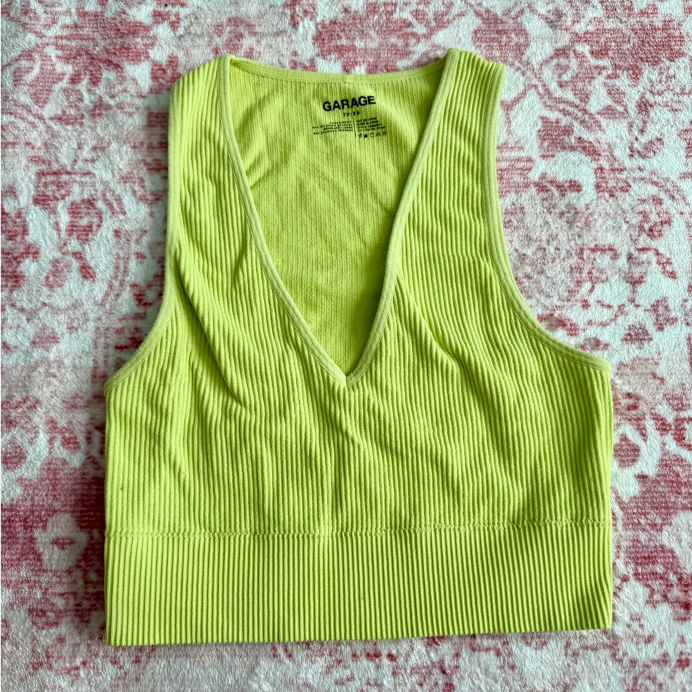 Garage lime green Ribbed Crop Top